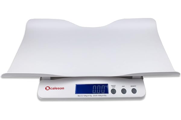 SCALESON S212 Pèse-bébé et pèse-enfant multifonctionnel au design moderne/Mesures à partir de 200g de poids minimum & Mesures jusqu'à 100kg de charge maximum
