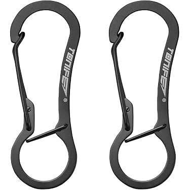 Heqishun Lot De 12 Pièces – Plaques à Œil Oblongues + Mousquetons Acier Inox 304 Robuste – Charge Max 40 Kg – Idéal Escalade, Hamac, Bateau & Maison