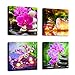Produktbild YCOLLC Leinwand Malerei Wandkunst Bilder Leinwand Zen Kunst Dekor 4 Platten Druckt Spa Stein Grün Bambus Rosa Wasserlilie Auf Leinwand Kein Rahmen