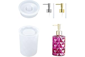 Koonafy 6 Pcs Moule Resine Epoxy,Moule en Siliicone avec Pump and Paille, Distributeurs de lotion moules époxy pour cuisine, salle de bain, porte-stylo