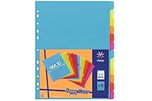 Viquel - Lot de 12 intercalaires en plastique - Maxi format (24,5x30,5cm) - Pour classeur A4 Maxi format ou classeur à levier - Coloris fluo