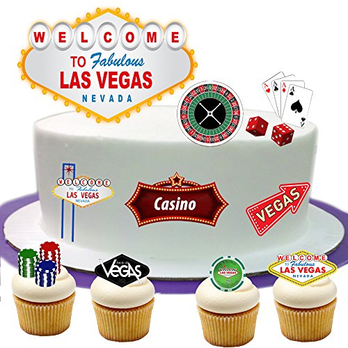 Las Vegas Stand Up Kuchen Szene aus Essbar Wafer Papier – Perfekt für Dekorieren Ihre Dekorationen einfach zu verwenden