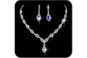 Unicra Bride Silver Bridal Necklace Earrings Set Crystal Wedding Jewelry Set Rhinestone Choker Necklace for Women and Girls