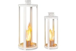 blumfeldt Fiamme Cilindro cheminée de Table Indoor Ensemble de 2 - lanternes de Table d'intérieur, cheminée de Table au bioéthanol avec jusqu'à 4 h de Combustion, brûle sans Odeur, Blanc