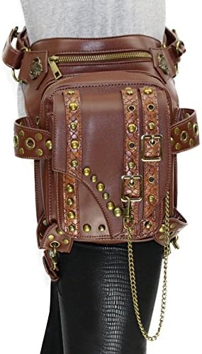 Prom Vintage Star Shoulder Bag STEAMPUNK Punk Women Leather Shoulder Bag/Waist Bag Motorcycle Bag Wallet Black, Womens, cinnamon