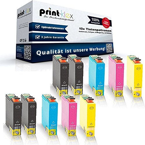 10x Kompatible Tintenpatronen für Epson Stylus SX230 SX235 SX235W SX420W SX425W SX430W SX435W SX438W SX440W SX445W - 4x Black 2x Cyan 2x Magenta 2x Yellow