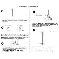 Alternative view of CAPRIGO Heavy Duty 1 Feet to 2 Feet (12 Inch to 24 Inch) Adjustable Projector Ceiling Mount Stand, Universal Projector Wall Mounting Bracket Kit with Swivel, Tilt & Height Adjustments (White-M447)