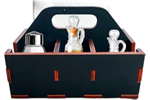 PEKIEDO Set Olio Aceto Sale Pepe Tovaglioli Portaspezie, Oliera Saliera Pepiera Dispenser Contenitore Organizer da Cucina, Vassoio in Legno per Casa Bar Ristorante