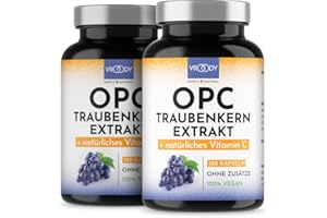 SMART&GENTLE OPC High Dose Grape Seed Extract with Natural Vitamin C, 120 OPC Capsules (4 Months) with Acerola, 100% Vegan and Natural, OPC High Dose, only One Capsule Daily, 95% Active Ingredient Content