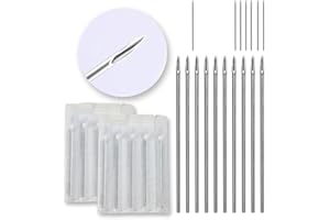 zalati Piercingnadeln, 10 Stück, Einweg-Körperpunktionsnadeln, Edelstahl, Einzelpaket mit Spone-Cover-Kugel für Ohr, Nase, Lippe, Nabelpiercing – 16 g