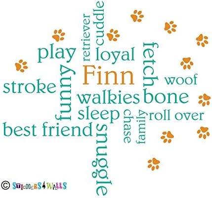 Personalised Pet Wall Decal Sticker, Dog Cat Word Cloud Art, Pet Lover Gift, Animal Theme Wall Decor