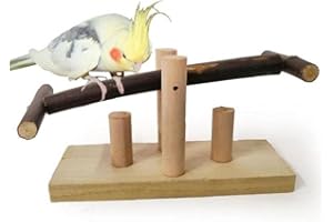 TOSSPER 1pc Parrot Bird Perch Stand, Small Animal Wooden Seesaw Rocking Chair Stand for Bird Cage Playing Toy
