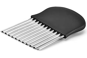 DAZISEN Edelstahl Wellenschneider - Kartoffelschneider Riffelmesser Wellenmesser Kinder Pommes Frites Schneider Wellenschnittmesser Pommesschneider für Gemüse Obst Butter Salat