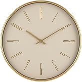 Gold &Ccedil;er&ccedil;eveli Yuvarlak Duvar Saati, 41 cm, Metal, Sessiz Mekanizma, Salon ve Yatak Odası i&ccedil;in Dekoratif Saat