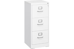 YITAHOME 3 Drawers Filing Cabinets, Lockable Vertical File Cabinet for Letter/Legal/A4 Size, Anti-tipping File Drawer Storage Cabinets with Cue Card Slot for Home Office, White, 45.8 x 45 x 103cm