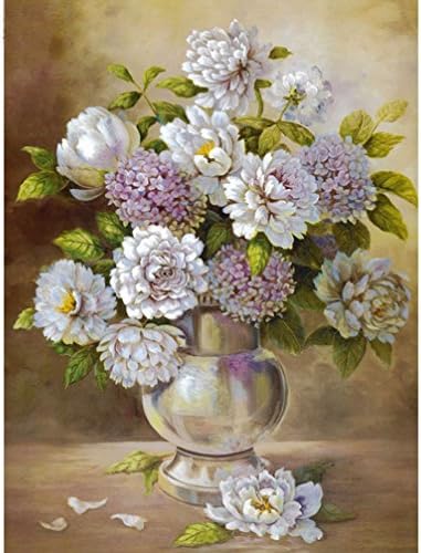 Full Square Drill Diamond Painting,Anqeeso 5D DIY Resin Canvas Print Painting Home Wall Room Decoration-Vase And Flowers