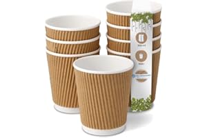 BIOZOYG 500x gobelets jetables isothermes 200 ml / 8 oz, Ø 80 mm blanc/brun - gobelet carton à double couche et sans plastique et - gobelet cafe