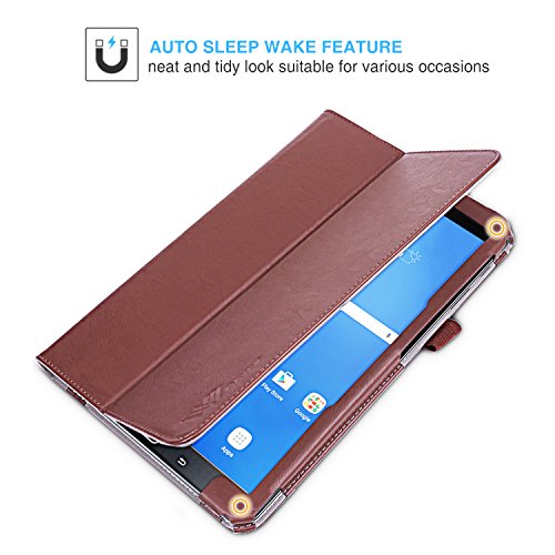 SAVFY Samsung Galaxy Tab A 10.1 Hülle 2016 T580N/ T585N Schutzhülle Auto Sleep Wake up Funktion Case Smart Cover mit Handschlaufe, Kartensteckplätze für Tab A 10.1 Zoll braun - 5