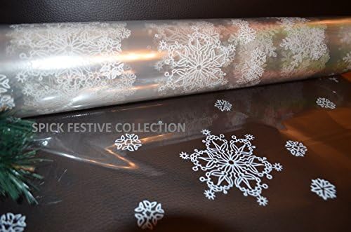 2m x 80cm Snowflake Cellophane Clear Wrap (Cut to Lenght Folded) Hamper Flowers/Bouquet Gift Wrapping Christmas Gifts