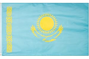 MUWO Flagge Nations Together 90 x 150 cm Nationalmanschaften, doppelseitige Gartenflagge, wetterfeste Fanflagge, Fußballflagge Polyester Länderfagge Deutschland mit Ösen (Kasachstan)
