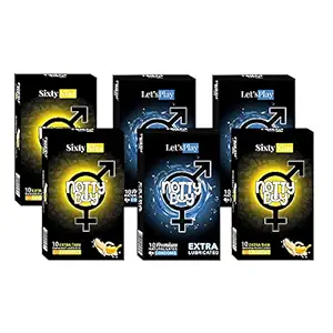 NOTTY BOY Extra Thin Banana Flavour and Extra Lubricated Plain Smooth Condoms - (60 Pieces, Set of 6)