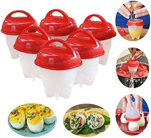 Egg cooker poacher boil maker pods 6 pcs - No Shell, Non Stick Silicone, Poacher, Boiled, Steamer, egg soldiers BPA Free