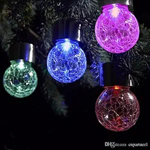 Epyz 4pcs-Pack Crackle Glass Globe,Solar ColourFull Lights Outdoor,Hanger on Top,Solar Garden Lights,Decorative Solar Lights,for Garden,Party,Dinner,Bedroom,Patio,Yard,Landscape