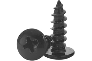 HAISHANG 20pcs Wood Screws M5x16mm Self-tapping Black Cross Round Head Carbon Steel Nails for Furniture,Woodworking,Machinery