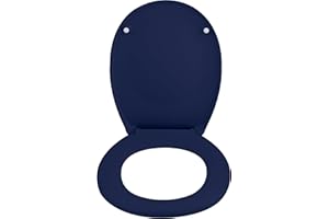 spirella Wysokiej jakości owalna pokrywa toaletowa z matowym wykończeniem i automatycznym zamknięciem Softclose. Antybakteryjne okulary toaletowe z Duroplast i stali nierdzewnej - niebieskie