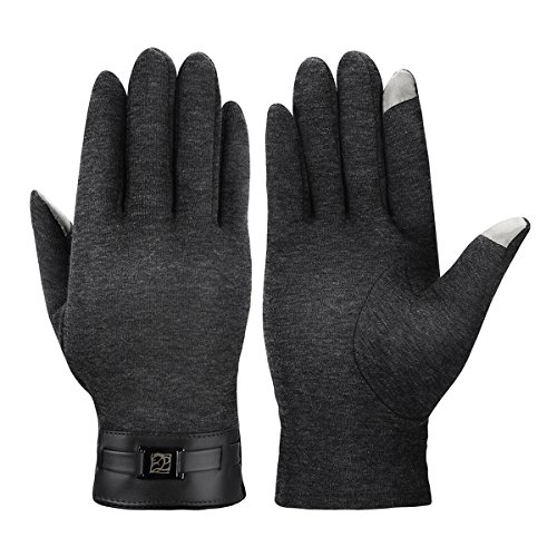 Preisvergleich Produktbild MPTECK @ Grau Schwarz Touchscreen Handschuhe für Männer Winterhandschuhe Warme Handschuhe Outdoor Sport Handschuh Winter Fahrradhandschuhe Winddicht mit Fleecefutter für Herbst oder Frühling