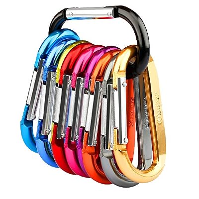 GIMARS Mousqueton de Sécurité, GIMARS 10pcs Mousquetons en fixation alliage d'aluminium en forme D porte-clés, Multicolores
