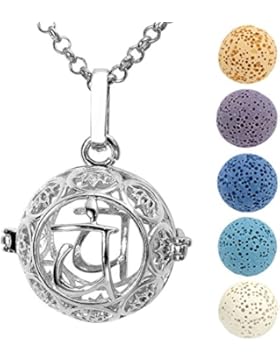 JOVIVI Aromatherapie Ätherische Öle Diffusor Halskette Hollow Chakra Anahata Sanskrit Yam Locket Anhänger mit...