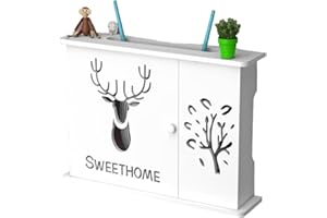 mumisuto Caja de Almacenamiento para Enrutador WiFi,Router Estante de Madera para Router con Puerta de Armario,Organizador de Enrutador de Cables sin Taladros,Montado en la Pared (Puerta Simple)