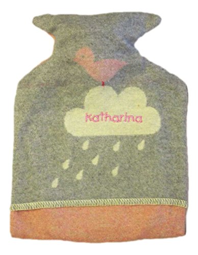 Fussenegger Baby-und Kinderwärmflasche mit Ihrem Wunschnamen bestickt in verschiedenen Motiven, ideales Geschenk zur Geburt, Taufe, Ostern und Weihnachten