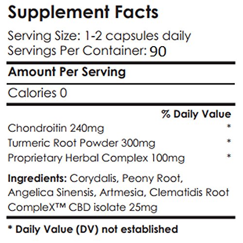 ECS CompleX 25 Hemp & Adaptogenic Herbal Caps with Glucosamine, Chondroitin & Tumeric - 90 Capsules