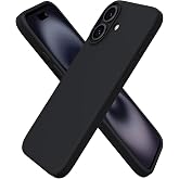 URUCHI iPhone 16 ile Uyumlu Kılıf, İ&ccedil;i Kadife Kaplamalı İnce Sıvı Silikon Tam Koruma Yumuşak Jel Silikon Kapak, Siyah