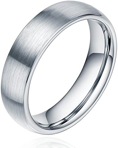 SJ Fashion 6mm Dome Brushed Plain Titanium Ring Mens Womens Wedding Bands Comfort Fit Size J-Z4