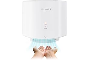 Modundry Secador de Manos Compacto Electrónico de Alta Velocidad, Automático Secadora de Manos Comercial y Hogar, Baño y Aseo, Montado En La Pared, ABS 1200W -Blanco