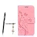 Produktbild Huawei P9 Hülle, Huawei P9 Schutzhülle, Alfort 3 in 1 Lederhülle Fashion Design Premium PU Leder Hohe Qualität Tasche Case Cover Kasten Abdeckung Wallet für Huawei P9 5.2" Smartphone Funktion Standfunktion Unterstützte Telefone und Magnetverschluss mit Schmetterling ( Rosa ) + Alfort Schwarz Stylus Pen + Netter Staub Stecker