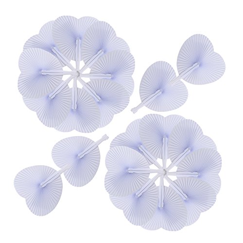 60 Stk. Handgriff Fächer Handfächer Weiß Papierfächer Klappfächer hand fan papier Hochzeit party Faltbar Taschenfächer - 4