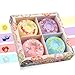 Produktbild AOLVO Badekugeln Geschenkset, Donut Badekugeln handgefertigt Sprudelnde Badekugeln natürlichen ätherischen Ölen befeuchtet trockene Haut Entspannung Geschenke Set für Frauen, Freundin und Kinder, Must Have Bad Produkte