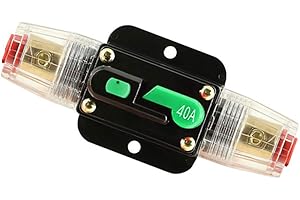 MOTTDAM Auto Leistungsschalter,DC 12-48V Wasserdichter Inline Auto Leistungsschalter,Leistungsschutzschalter Auto,Manuellen Reset Schalter Car Audio Sicherung für Car Audio Solar Inverter Systemschutz(40A)