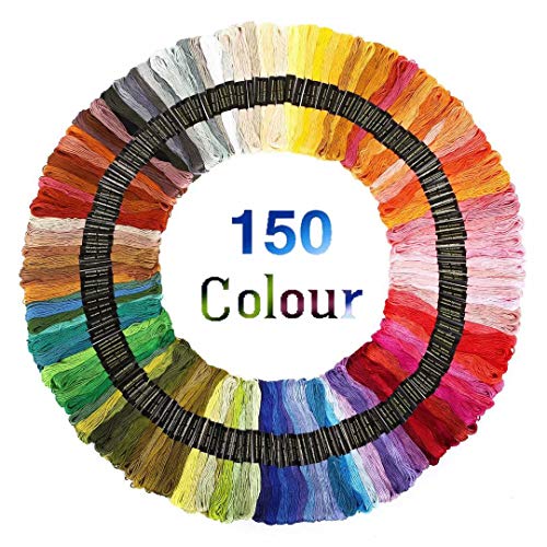 Buwant Hilos de bordar punto de cruz manualidades 50/100/150 madejas Cruz hilo de coser Kit, Multicolor, 150 Skeins Per Pack