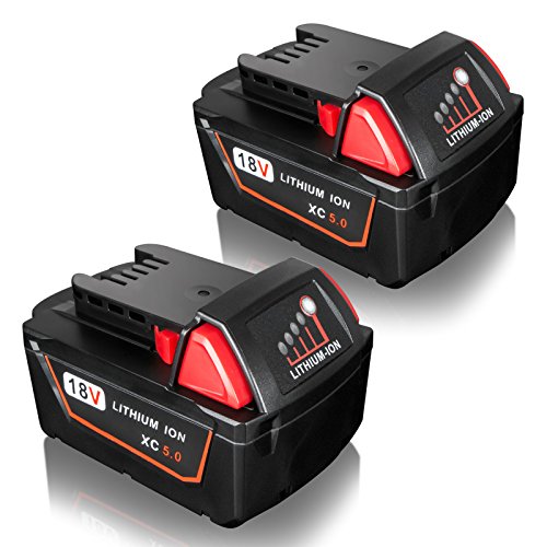 FLAGPOWER 18V 5.0Ah Werkzeug Batterie Ersatz Milwaukee Akku 18V für Milwaukee M18 XC 48-11-1815 48-11-1820 2601 2610 2611 2620 2630 2650 (5000mAh 2 Stück)