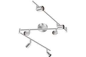 HURYEE Kitchen Lights, 6-Light Ceiling Lighting Kits, Swivelling Ceiling Spotlight for Bedroom, Kitchen and Living Room(GU10 LED Bulbs not Included) (Brush Nickel), TLK6head