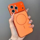 İPhone 15 Pro Max ile Uyumlu 17 Pro Max G&ouml;r&uuml;n&uuml;ml&uuml; Magsafe Destekli Kablosuz Şarj &Ouml;zellikli Kamera Lens Korumalı Şık Metal G&ouml;r