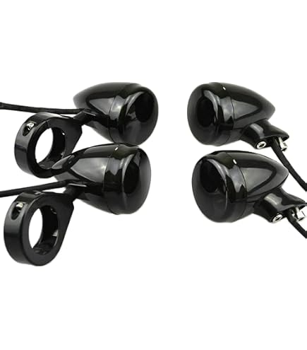 HDBUBALUS Clignotants LED 10 Mm Moto – Paire Feux Frein/Clignotant Ambre/Rouge, Compatible Harley, Chopper, Cruiser, Custom, Chrome/Noir