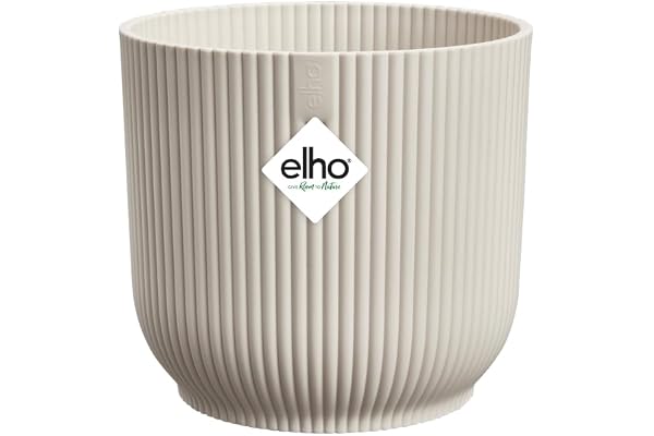Elho Vibes Fold Rond 14 - Pot De Fleurs pour Intérieur - Plastique 100% Recyclé - Ø 14.1 x H 12.9 cm - Blanc/Linen White