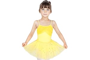 JiAmy Girls Ballet Dress, Sleeveless Ballet Outfit Ballet Leotard, Glitter Star Tutu Sequin Kids Ballet Costume Dancewear for Little Girls 2-11 Years