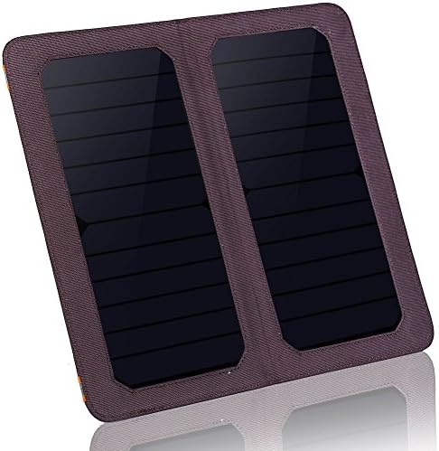 HOWO Solar Panel Charger High Conversion Efficiency Dual-Port for iPhone iPad Samsung and Other Phone Tablet and Digital Devices (Coffee)